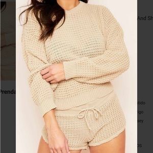 MISSY EMPIRE Karin Beige Waffle Knit Jumper and Short